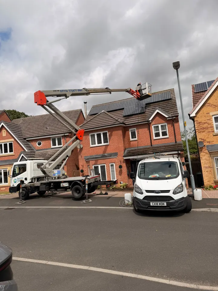 Supreme Clean cherry picker providing safe access to a domestic roof