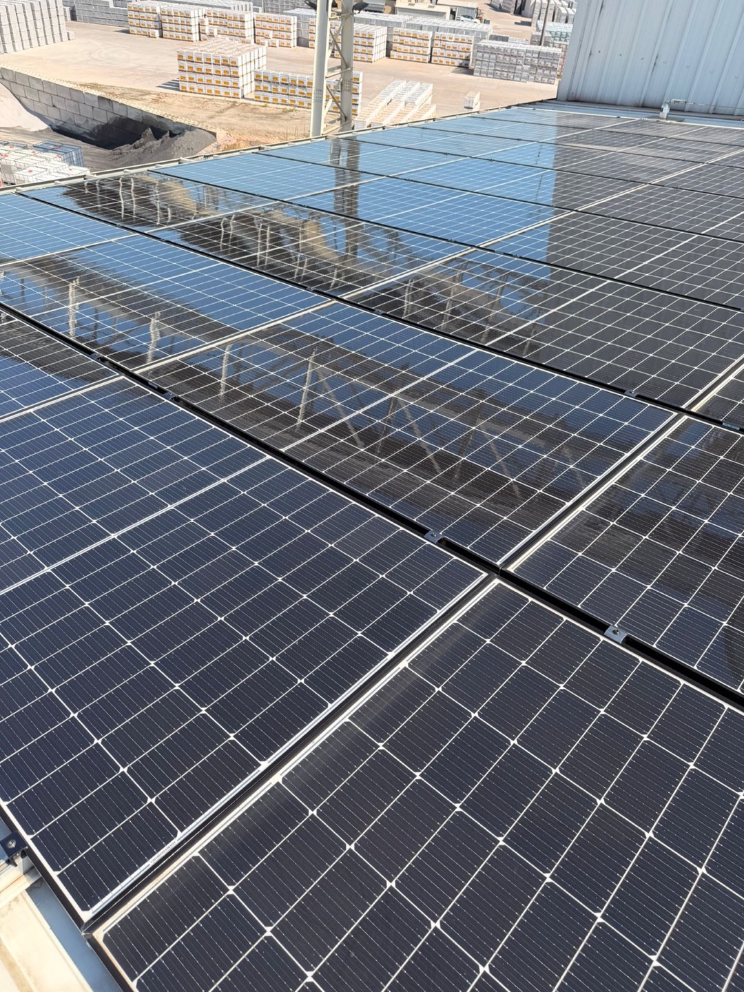 Plasmor solar panels being cleaned