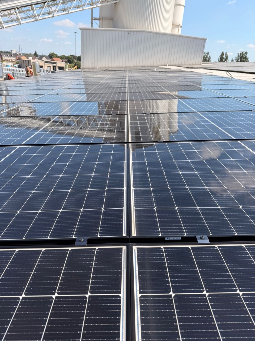 Solar panels after purified-water cleaning
